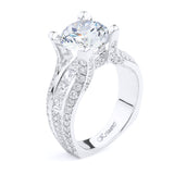 18K White Gold Wide Band Engagement Ring