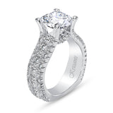 18K White Gold Wide Band Round Diamond Engagement Ring