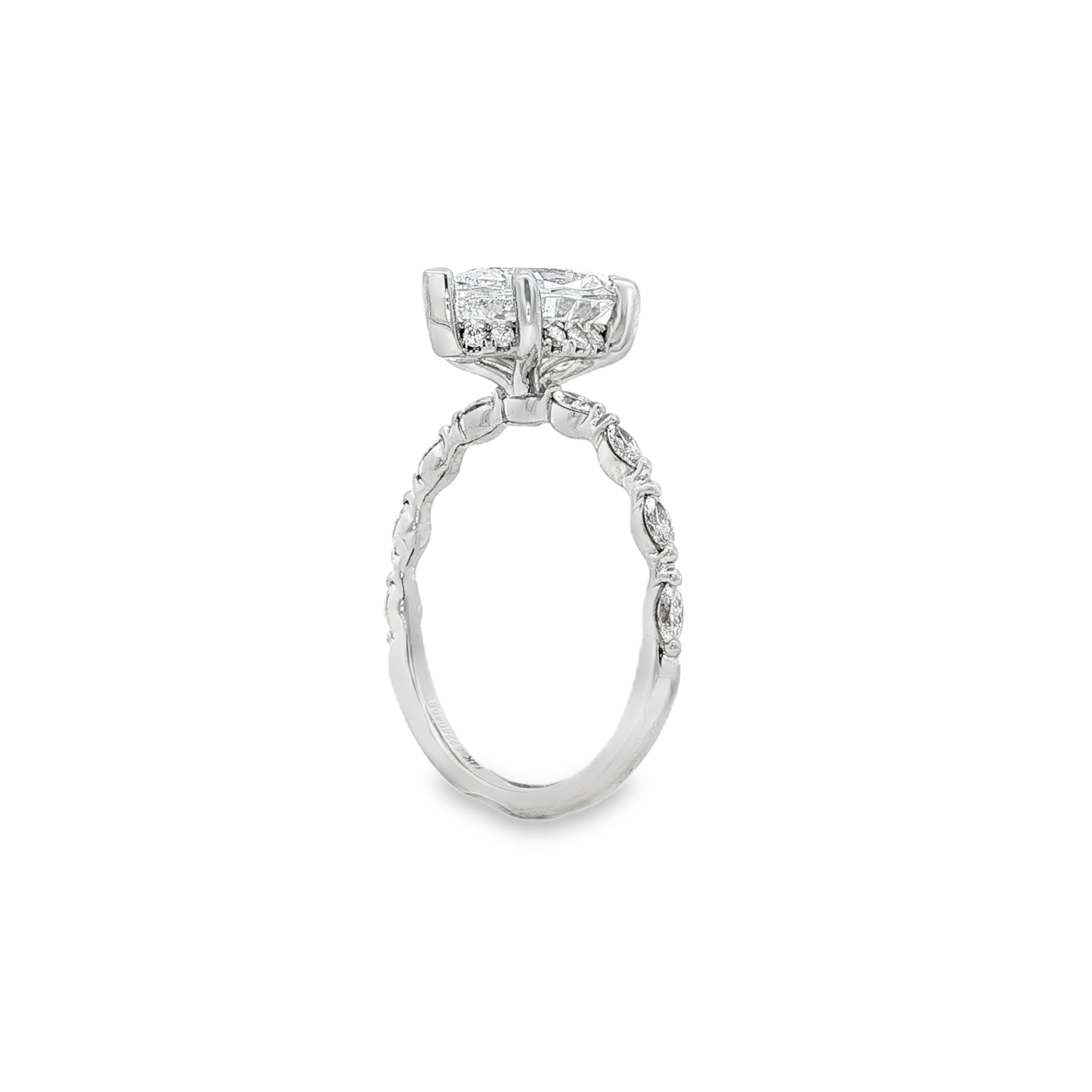 14K White Gold Adeena Hidden Halo Pear Natural Diamonds Engagement Ring