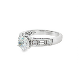 JT ESTATE 18K White Gold Vintage Natural Diamond Engagement Ring